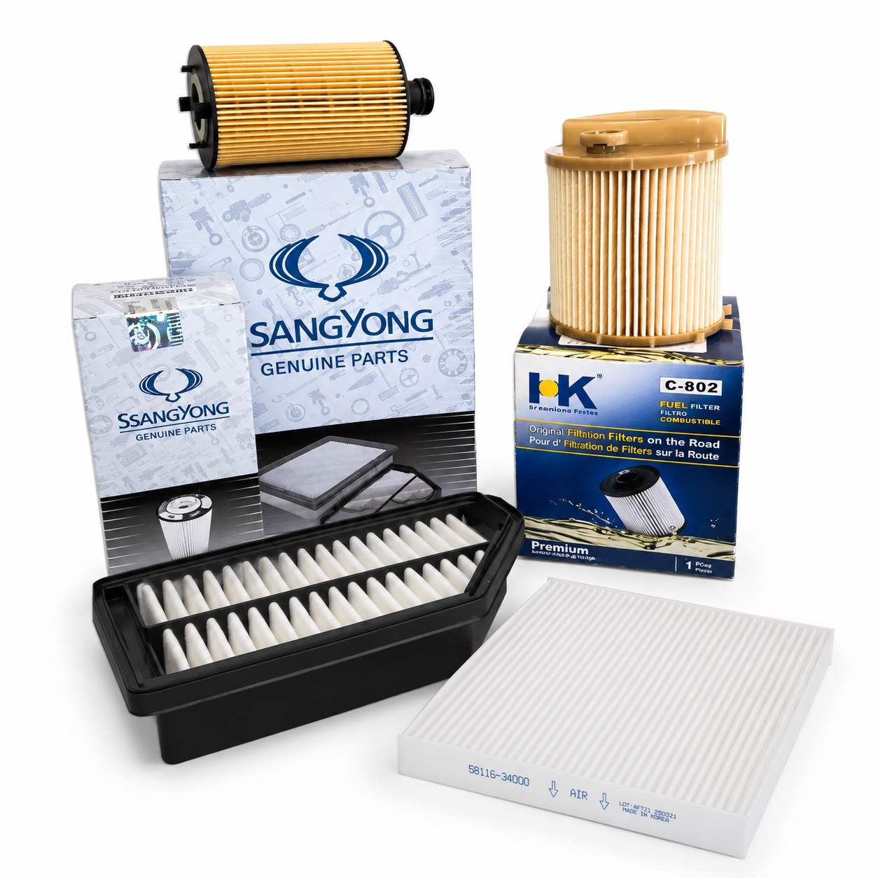 Kit filtros - aceite aire polen petróleo Ssangyong korando diesel 2.2 2.0